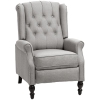HOMCOM Canapé inclinable manuel, fauteuil inclinable en tissu avec dossier capitonné, garniture de tête de clou, accoudoir, gris clair