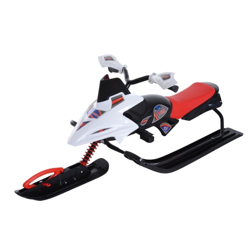 Image 1 of 9.. Soozier Snow Racer Sleds for Kids with Padded Rubber Seat, Snow Motor with Wind Shield Handle and Anti-slip Pedal, Winter Gift for Boys and Girls