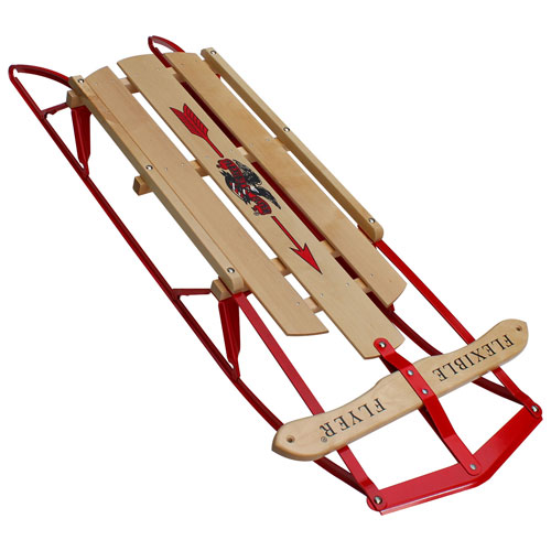 Image 1 of 1.. Flexible Flyer Steel Runner 48" Sled - Natural/Red