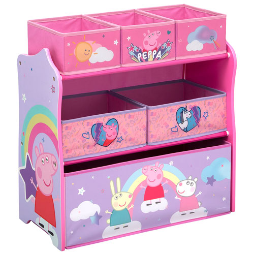 Image 1 of 6.. Peppa Pig 6-Bin Toy Organizer - Pink/Purple
