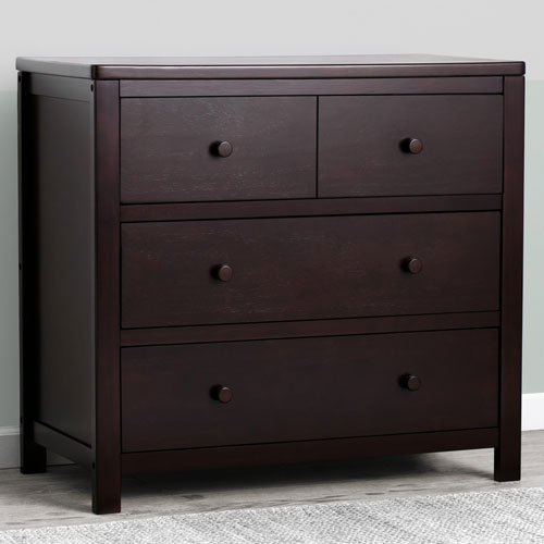 Image 1 of 6.. Delta Children Cambridge Modern 3-Drawer Kids Dresser - Dark Chocolate