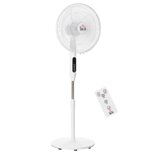 Image 1 de 10.. HOMCOM – ventilateur sur pied de 16 po avec télécommande, hauteur réglable, minuterie de 15H heures, ventilateur sur pied oscillant, ventilateur sur