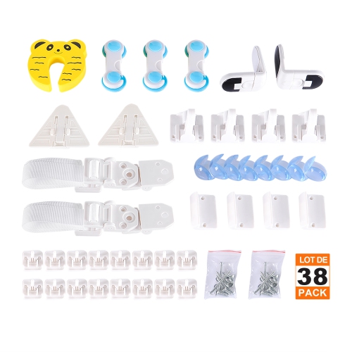 Image 1 of 10.. 38pcs Child Safety Locks Baby Safety Locks Easy Installation for Cabinets Drawers Fridges