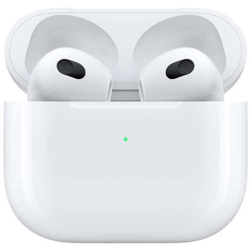 Image 1 de 2.. Remis à neuf - Écouteurs boutons 100 % sans fil AirPods d'Apple (génération 3ᵉ) avec étui de chargement MagSafe - Blanc