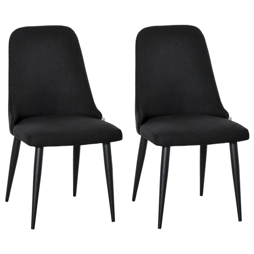 Image 1 de 10.. HOMCOM – Ensemble de 2 chaises de salle à manger modernes, chaises d’appoint rembourrées en tissu, chaises d’appoint pour cuisine, salon avec pattes