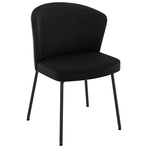 Image 1 de 7.. Chaise de salle à manger transitionnelle en polyester Camilla - Tissu bouclé anthracite/Noir