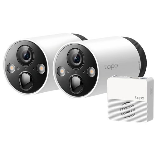 Image 1 of 7.. TP-Link Tapo Wire-Free Outdoor Security System with 2 2K QHD Cameras - White