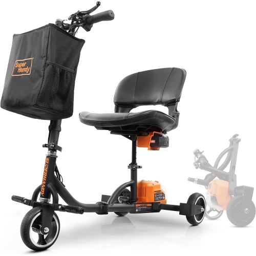 Image 1 of 6.. SuperHandy Folding Mobility Scooter - Electric Powered, Lightest Available, Airline Friendly, Long Range Travel with 2 Detachable 48V Lithium-Ion