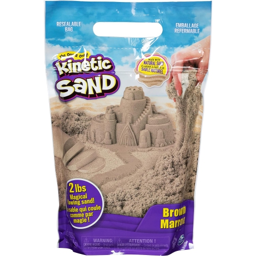 Image 1 of 7.. Kinetic Sand, The Original Moldable Sensory Play Sand, Brown, 2 lb. Resealable Bag, Ages 3+