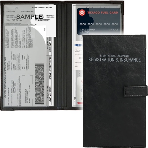 Image 1 of 6.. Auto Insurance and Registration Card Holder - Vehicle Glove Box Document Organizer - Car Essential Paperwork Holder for DMV, AAA, Contact Information