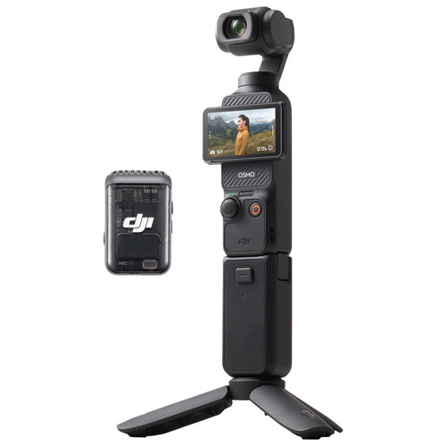 Image 1 of 9.. DJI Pocket 3 3-Axis Stabilized 4K Handheld Camera with Rotatable touchscreen and Accessories - Black