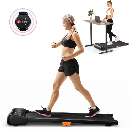 Image 1 of 10.. Costway Walking Pad 2 in 1 Under Desk Treadmill for Home with Watch Remote Control & LED Display