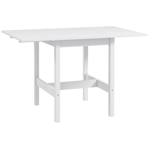 Image 1 de 9.. HOMCOM – Table de salle à manger pliable en bois massif, table à abattant pour petits espaces, table pliante pour cuisine, salle à manger, blanc