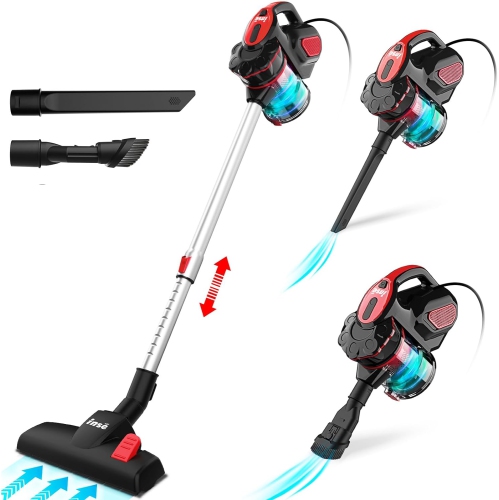 Image 1 of 9.. INSE I5 Corded Vacuum Cleaner 25KPa 600W Lightweight Handheld Corded Stick Vacuum for Pet Hair Hardwood Floor - Red