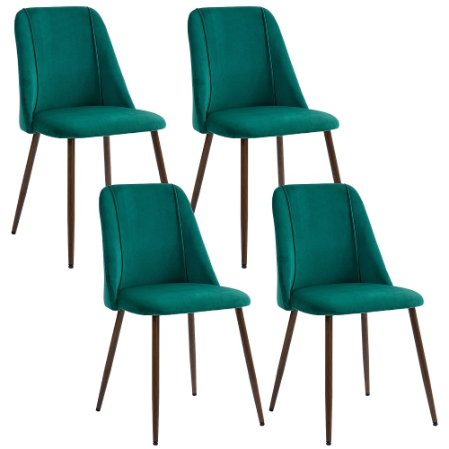 Image 1 de 9.. Ensemble de 4 chaises de salle à manger de HOMCOM, chaise de cuisine moderne avec revêtement doux au toucher, dossier incurvé et pattes en acier au