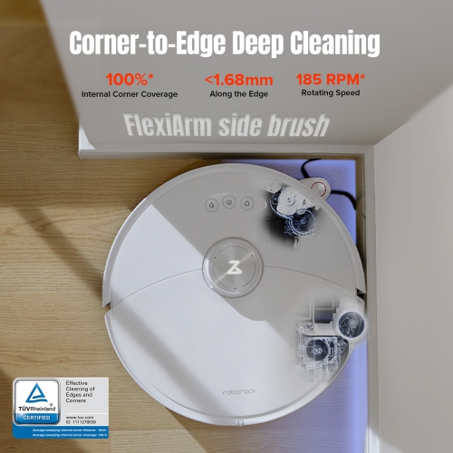 Image 4 of 10.. Roborock S8 MaxV Ultra Robot Vacuum and Mop with FlexiArm Design Side Brush, 10,000 Pa Suction and 8-in-1 RockDock Ultra White