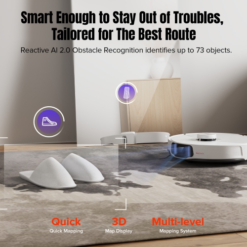 Image 5 of 10.. Roborock S8 MaxV Ultra Robot Vacuum and Mop with FlexiArm Design Side Brush, 10,000 Pa Suction and 8-in-1 RockDock Ultra White