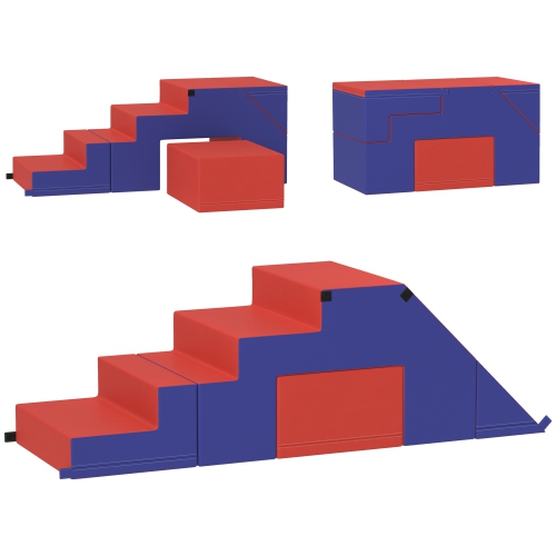 Image 1 de 9.. Qaba – Ensemble de jeu en mousse Crawl and Climb pour tout-petits Nugget interactif de 2 pièces pour l’escalade, le crawling, zone de jeu coulissante