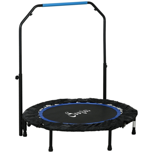 Image 1 of 9.. Soozier 40" Foldable Rebounder Trampoline for Adult, Mini Trampoline Indoor and Outdoor with 4 Level Adjustable U-Shaped Foam Handle, Quiet and Safe