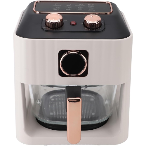 Image 1 de 6.. Cuiseur à air intelligent Yosoo, verre 6&nbsp;L, vue à 360°, 1000&nbsp;W, blanc.