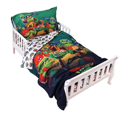Image 1 of 9.. Teenage Mutant Ninja Turtles 3-Piece Toddler Bedding Sheet Set for Kids - Comforter, Fitted Sheet & Pillowcase