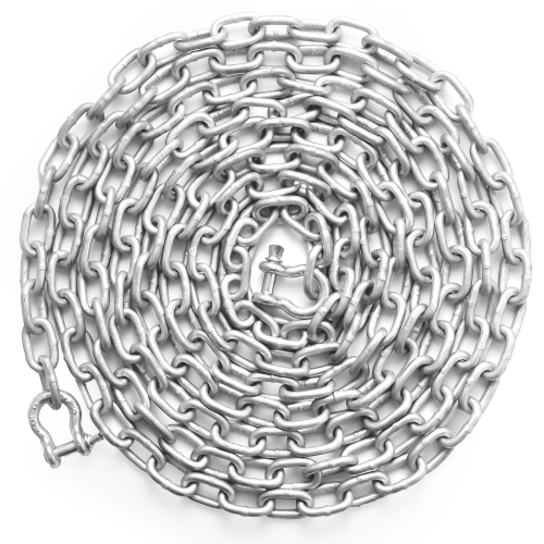 Image 1 of 9.. VEVOR 5/16"x 20' Boat Anchor Chain, 2373 lbs. WLL/7120 lbs. BS, Galvanized Steel Marine Grade Anchor Lead Chain with Dual Lock Ring Shackles for