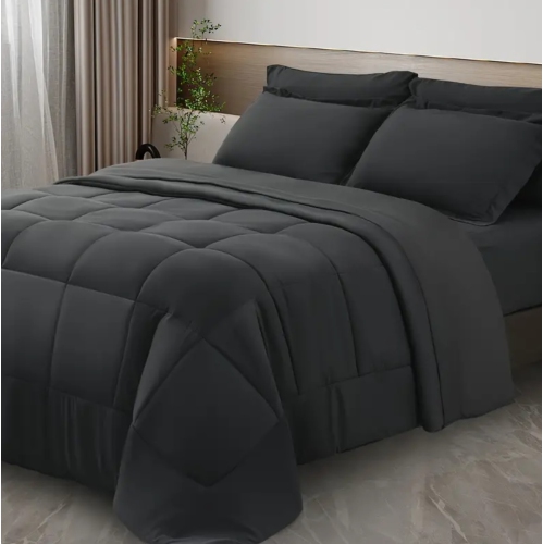 Image 1 of 3.. Comforter Set -7pcs All Season Bed In A Bag - Ultra Soft Down Alternative Bedding Sets With Comforter, Flat Sheet, Fitted Sheet, 2 Pillowcases & 2