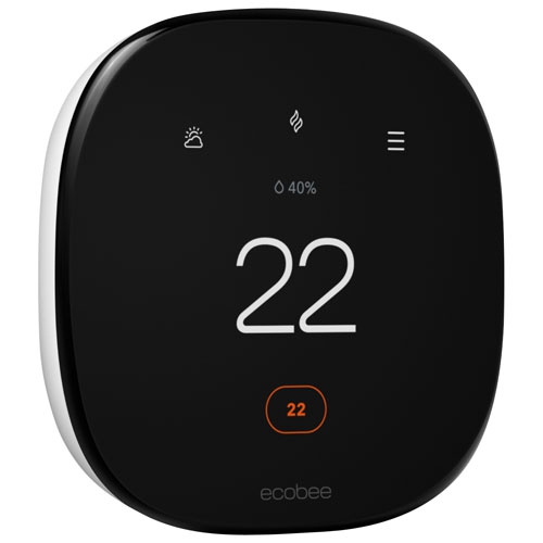 Image 1 de 5.. Thermostat intelligent Wi-Fi amélioré d'ecobee - Noir - Boîte ouverte
