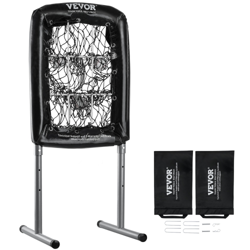 Image 1 of 9.. VEVOR 9 Hole Baseball Net, 21"x29" Softball Baseball Training Equipment for Hitting Pitching Practice, Height Adjustable with Strike Zone & 4 Ground
